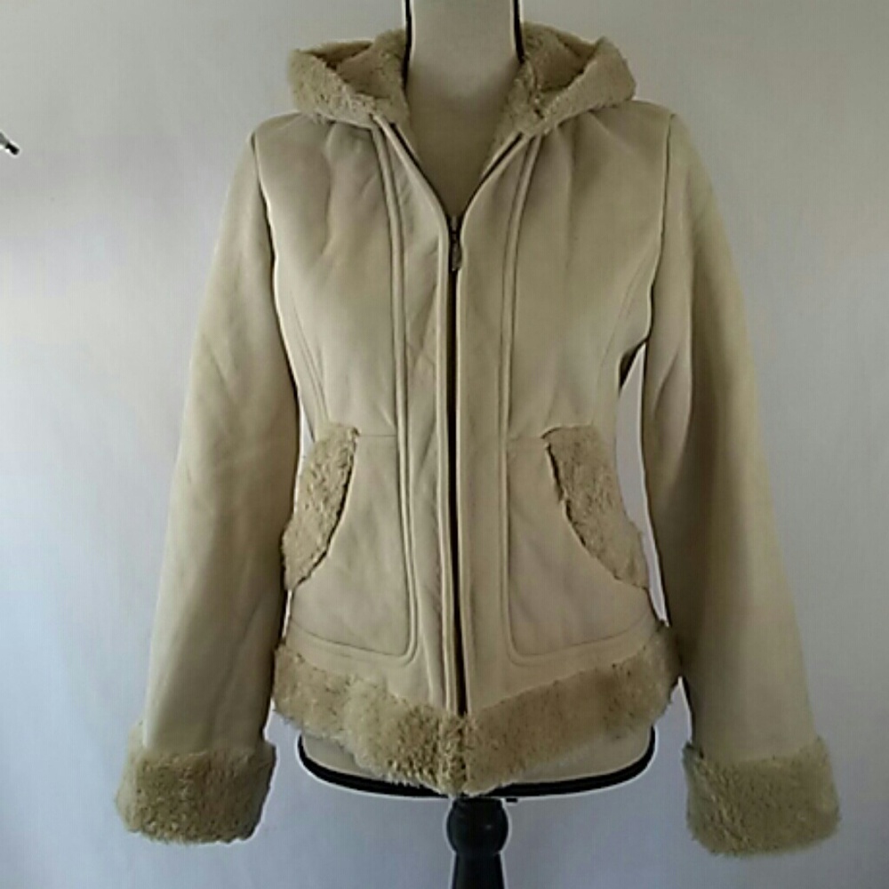 MUDD Coat Faux Fur Lined Micro Fleece Full Zipper